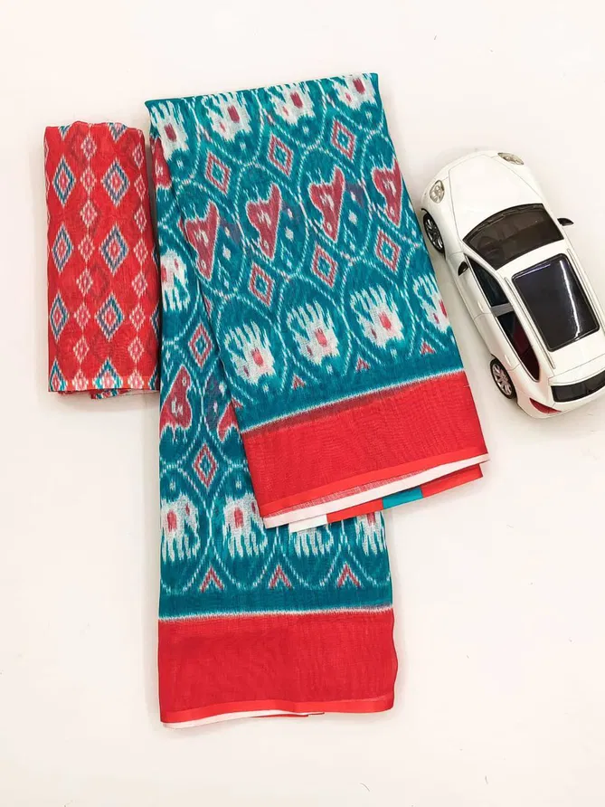 MG 237 Plain Linen Printed Daily Wear Sarees Catalog